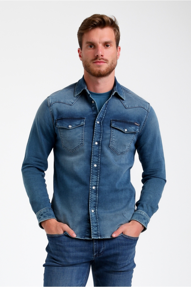 DENIM JOGG OVERHEMD 335536 915 Bleach